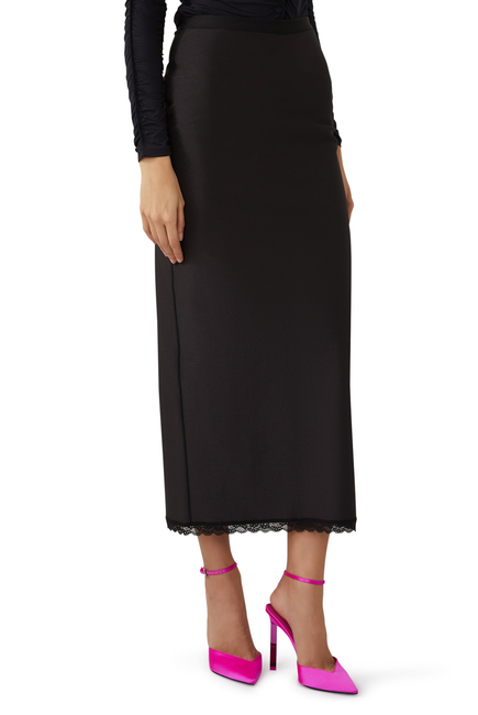 Pencil Skirt with Lace Trim